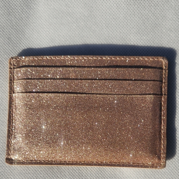 Kate Spade Shimmering Rose Gold Card Holder and Rose Gold Rose Mirror NWOT - Picture 4 of 7